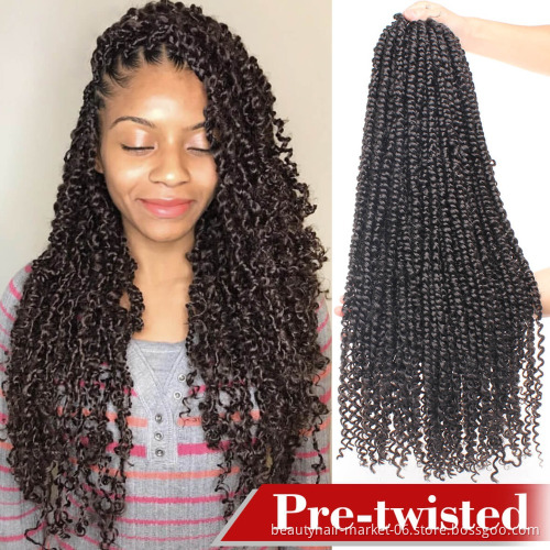 Wholesale Synthetic Crochet Braid Pre Twist Hair Extensions 18/24 inch Prelooped Long Soft Water Wave Ombre Passion Twist Hair